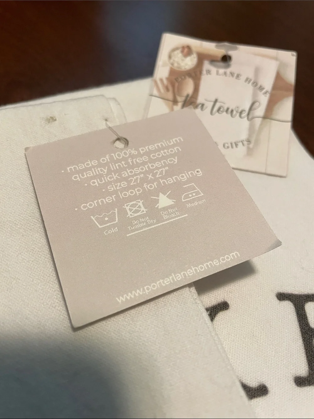 PORTER LANE HOME Tea Towel Set 27”x27” White Black